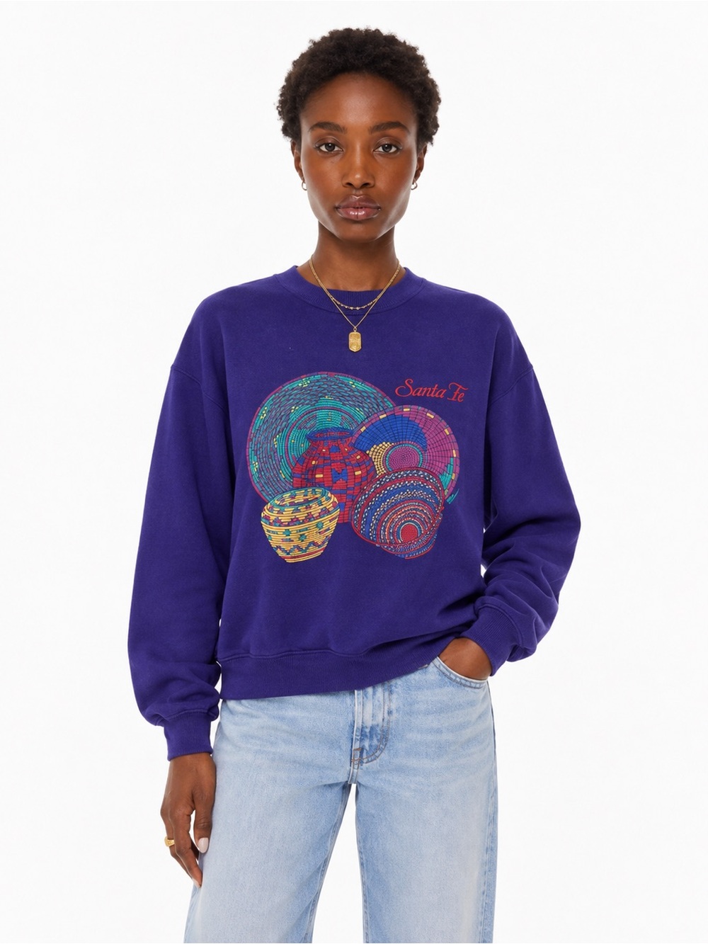 Vintage 1990s Santa Fe Crewneck Sweatshirt Pullover Purple Size Large *M